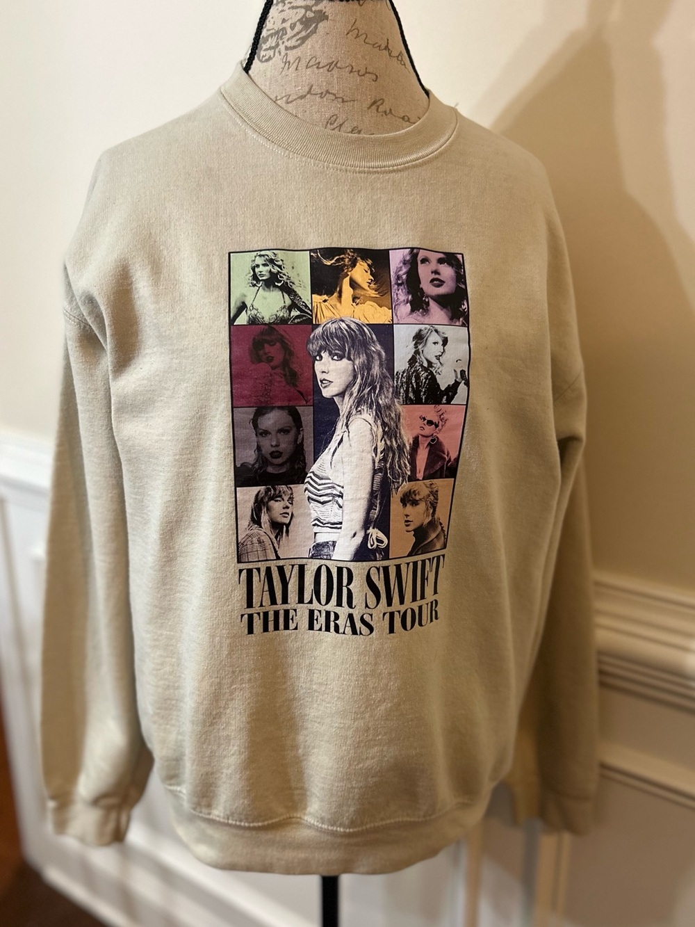 Taylor Swift Beige Multi-Panel Eras Tour Graphic Sweatshirt
